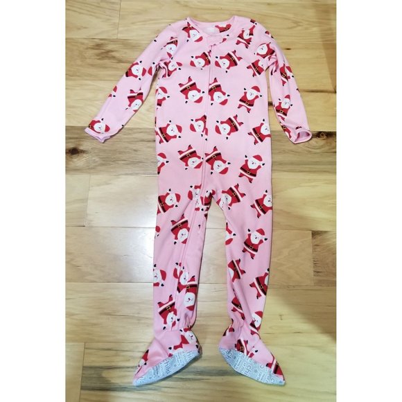 Child of Mine Santa Pink Footed Zip Pajamas 5T - Picture 2 of 4